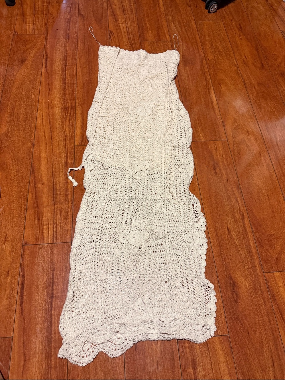 NWT FRE PEOPLE Handmade Crochet Maxi Dress in Cream
